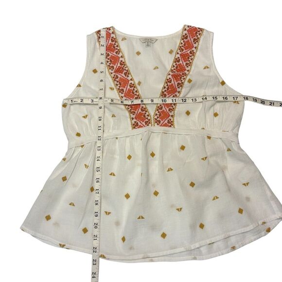 Lucky Brand Romantic Aztec Design Embroidered Babydoll Sleeveless Cotton Top - Picture 10 of 12